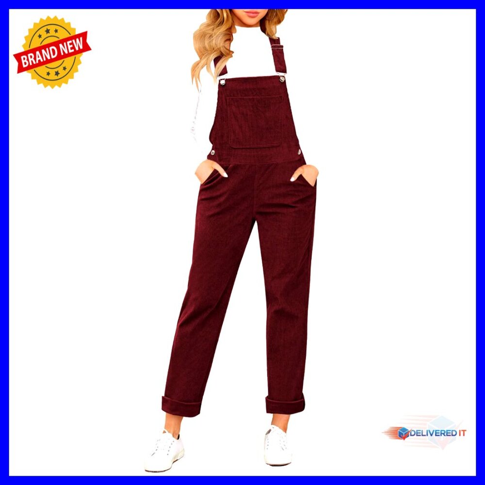 Corduroy Overalls with Adjustable Straps and Pockets, Women's Fashion Jumpsuit - Picture 1 of 7